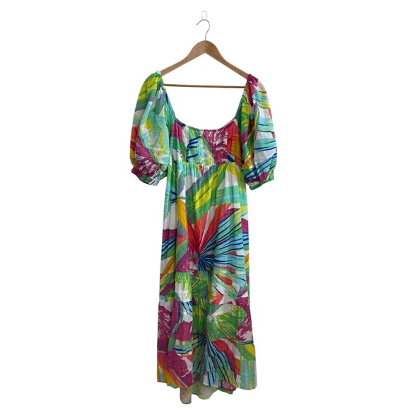FARM Rio Rainbow Leaves Open Back Midi Dress Medium - Picture 12 of 15
